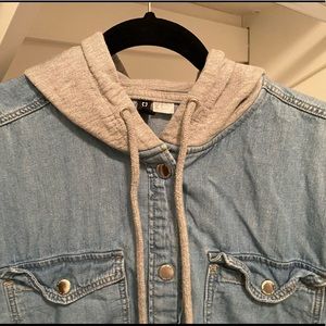 Jean Jacket with sweatshirt hood